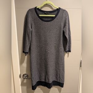 Ann Taylor Textured Knit Sweater Dress - Navy & Grey - Size M